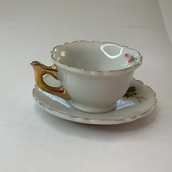 Vintage Miniature Japanese Hand-Painted Cup & Saucer Set Cottage Dollhouse Tea - Picture 3 of 14